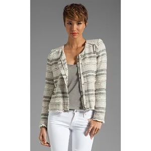 IRO Lizzie Tweed Jacket Blazer Cropped Zip Front Striped Sz 0